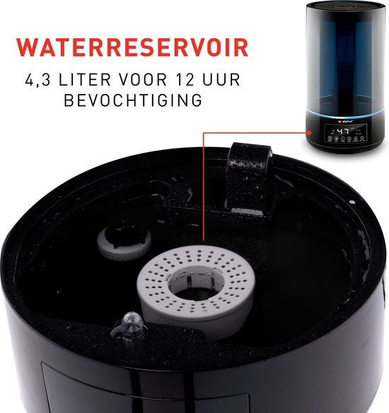 alpina Luftbefeuchter 4.3L - Luftbefeuchter - Aroma Diffuser mit Timer - Fernbedienung - Schwarz