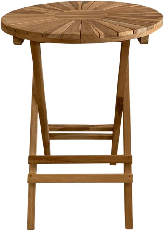AXI Gia Teak-Gartentisch, rund – 60 x 60 x 75 cm – zusammenklappbar – runder Klapptisch – Gartentisch aus Holz – braun – für 2 Personen – für Garten, Terrasse und Balkon