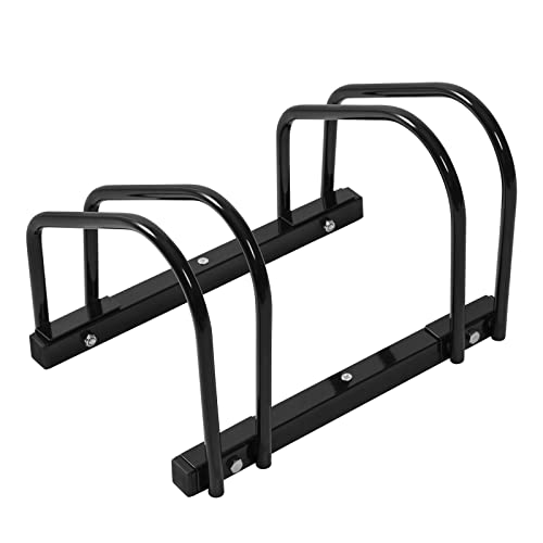 Woltu Fahrradträger für 2 Fahrräder Schwarzes Metall - Boden- und Wandbefestigung