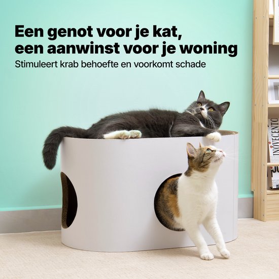 Jake und Jacky Kratzpappe für Katzen - Katzenhaus Pappe - Kratzbaum Pappe - Kratzkorb - Kratzbrett - Kratzmöbel - Kratzmatte Pappe - Katzenkorb - Katzenbett - 60x34x34cm