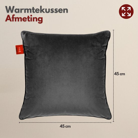 Coozie Wiederaufladbares Wärmekissen - Kabellos & verkabelt - 45-65°C - Samt - 45 x 45 cm - Inkl. Powerbank - Bis zu 8 Stunden Wärme - Anthrazitgrau