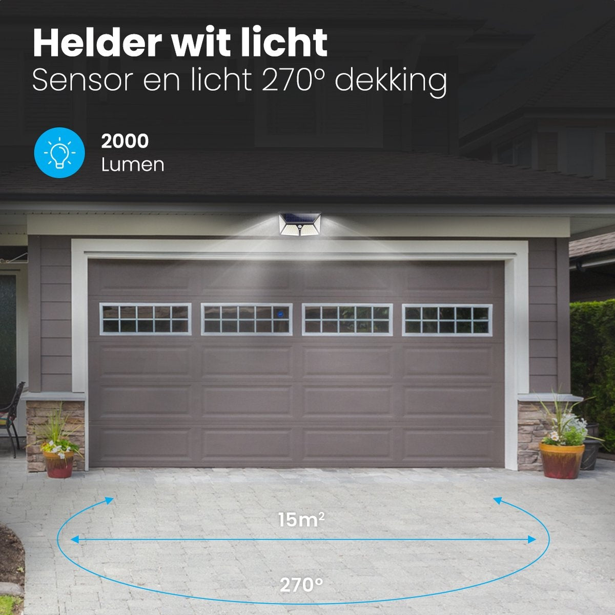 Auronic Solar Außenleuchte mit Bewegungssensor - Wandleuchte mit Sensor - Solar - 180 LEDs - IP65 - Schwarz