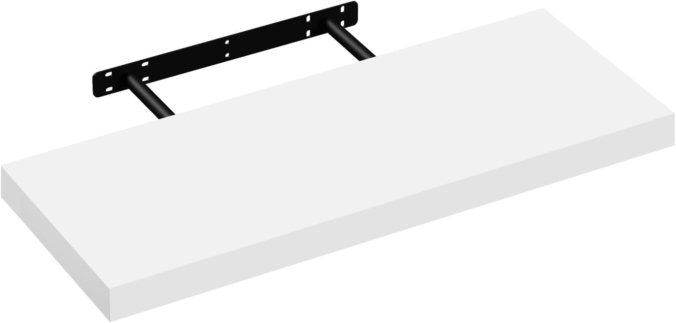Woltu Set mit 3 schwarzen Wandregalen - 2 kleine 30x5x10 cm + 1 großes 60x5x10 cm