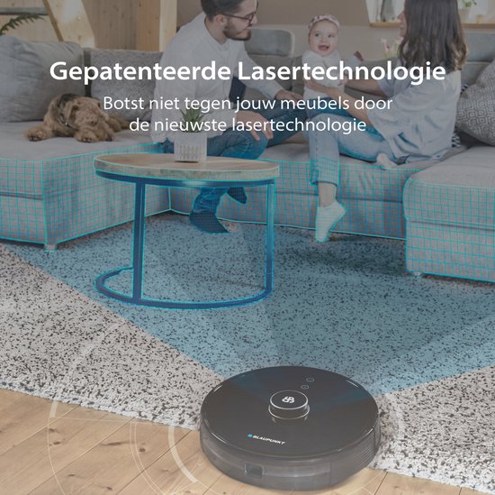 Blaupunkt Bluebot XTREME - Staubsaugerroboter mit Wischfunktion - 3000Pa Saugleistung - Lasernavigation - App- und Sprachsteuerung