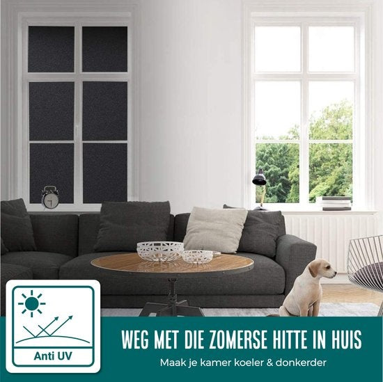 Homewell Verdunkelungstuch 45x200cm - Fensterfolie Verdunkelung - Blendschutz, Isolierung und Sonnenschutz - Wiederverwendbar - Statisch - Schwarz