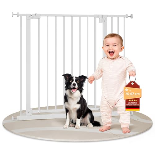 Woltu Sicherheitstor für Treppen und Türen - Weiß - 75-97 cm Verstellbar