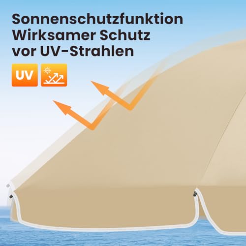 Woltu Sonnenschirm - UV-beständig und wasserdicht - Höhe und Winkel einstellbar - Ideal für Balkon, Terrasse und Strand