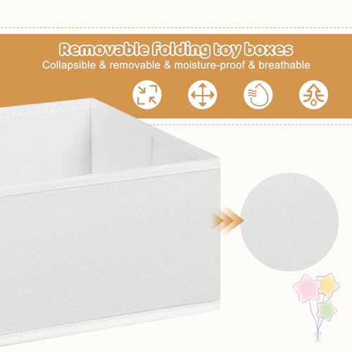 Lestarain Kinderregal mit 9 Aufbewahrungsboxen - Spielzeugschrank für das Kinderzimmer - Weiß - 63 x 60 x 30 cm