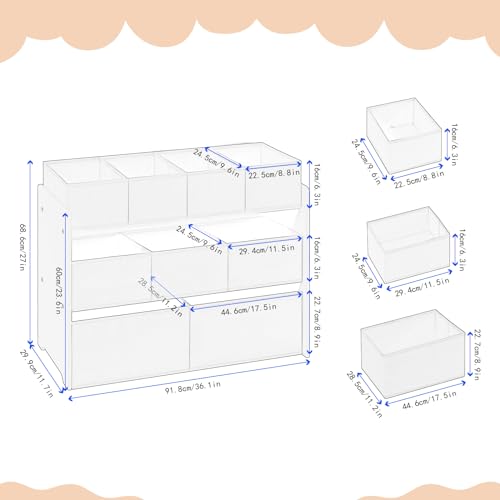 Lestarain Kinderregal mit 9 Aufbewahrungsboxen Weiß 92 x 60 x 30 cm