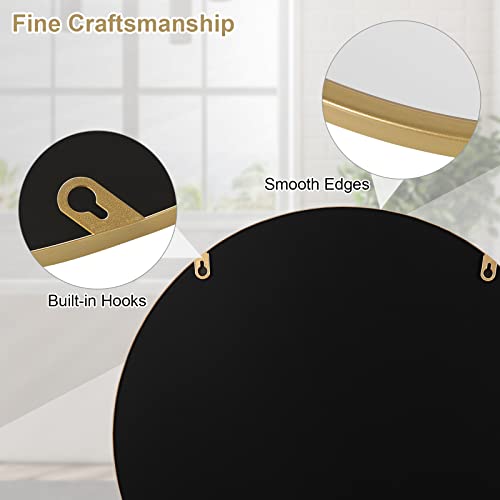 Woltu Runder Wandspiegel mit goldenem Rahmen 40 cm - Modern und dekorativ für Bad, Schlafzimmer und Diele