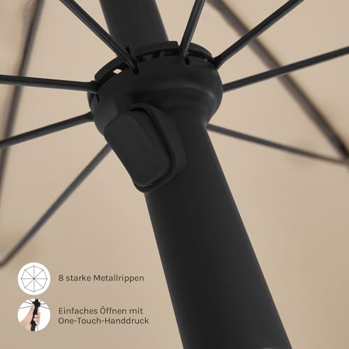 Woltu Sonnenschirm - UV-beständig und wasserdicht - Höhe und Winkel einstellbar - Ideal für Balkon, Terrasse und Strand