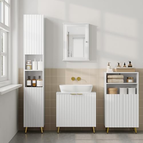 eSituro Bodenschrank Weiß 50 x 30 x 93 cm mit verstellbaren Einlegeböden