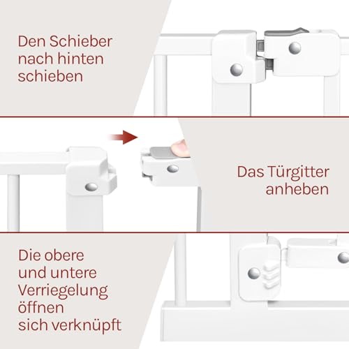 Woltu Sicherheitstor für Treppen und Türen - Weiß - 75-97 cm Verstellbar