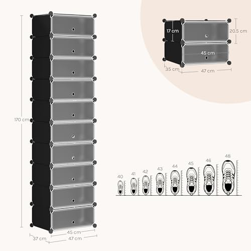 Woltu Schuhschrank mit 10 Fächern Schwarz - platzsparend und modular