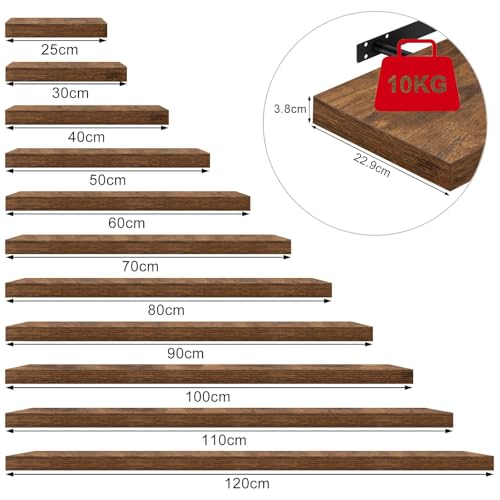 Woltu Schwimmende Wandtafel Vintage Braun 70 x 23 x 3,8 cm