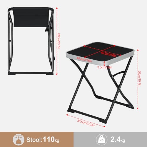 eSituro Camping Tisch 2-in-1 mit abnehmbarer Platte - Schwarz - 40,5 x 40,5 x 50 cm