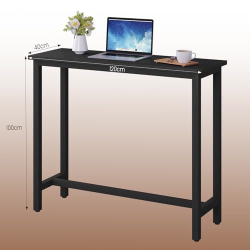 Woltu Bistro-Bartisch mit Metallgestell Schwarz 120 x 40 x 100 cm