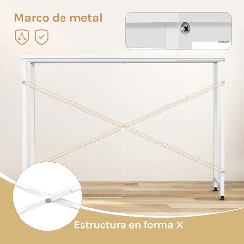 Woltu Schreibtisch mit Metallgestell - Weiß - 100 x 50 x 75 cm