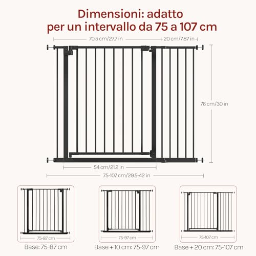 Woltu Kindersicherheitstor für Treppen und Türen Weiß 75-107 cm