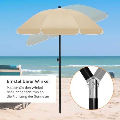 Woltu Sonnenschirm - UV-beständig und wasserdicht - Höhe und Winkel einstellbar - Ideal für Balkon, Terrasse und Strand