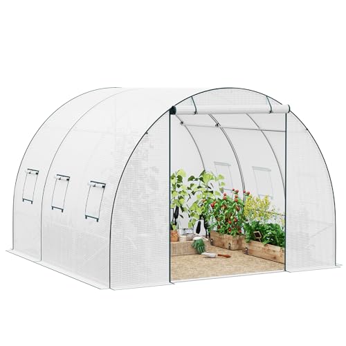 Woltu Tunnel Gewächshaus für Garten - Weiß - 300 x 300 x 200 cm