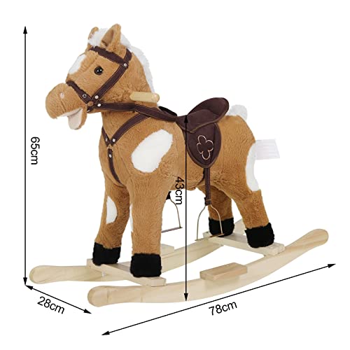 Woltu Schaukeltier für Babys mit Sound und Griffen - Plüsch und PP Baumwolle - 74 x 65 x 34 cm