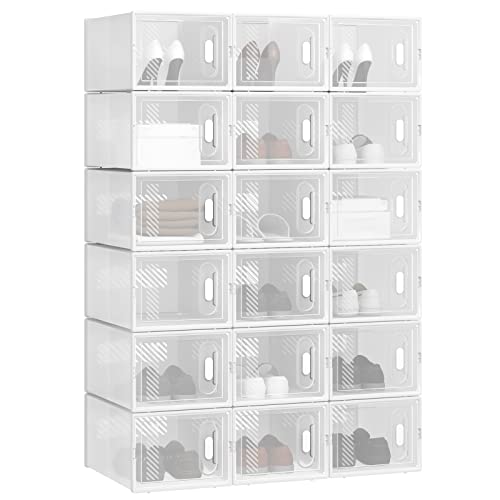 Woltu Aufbewahrungsboxen für Schuhe - Kunststoff - 18 Stück - 25x19x35 cm - Transparent