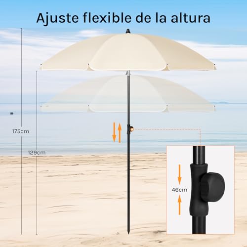 Woltu Sonnenschirm Beige - Durchmesser 135 cm - Verstellbare Höhe und Neigungswinkel