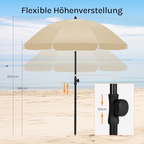 Woltu Sonnenschirm - UV-beständig und wasserdicht - Höhe und Winkel einstellbar - Ideal für Balkon, Terrasse und Strand