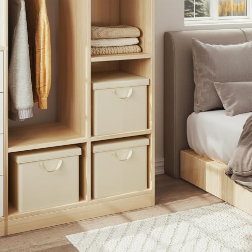 Woltu Aufbewahrungsbox mit Deckel 3er-Set Creme 43 x 26 x 33 cm
