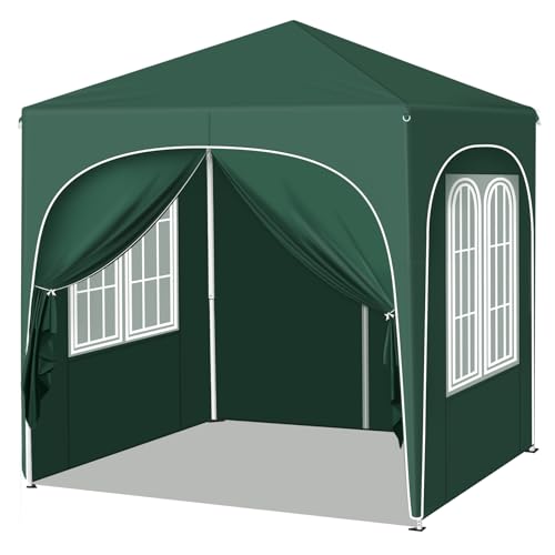 Woltu Faltpavillon 2 x 2 m mit 4 herausnehmbaren Wänden Grün