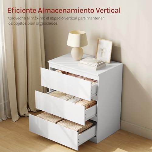 Woltu Schubladenschrank Weiß 3 Schubladen - Moderne Aufbewahrung für Schlafzimmer und Wohnzimmer