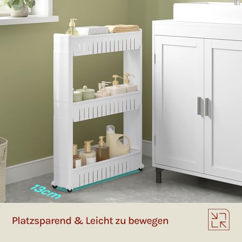 Woltu Küchenschrank Ausziehbare Regale mit Rädern Weiß 3 Stück