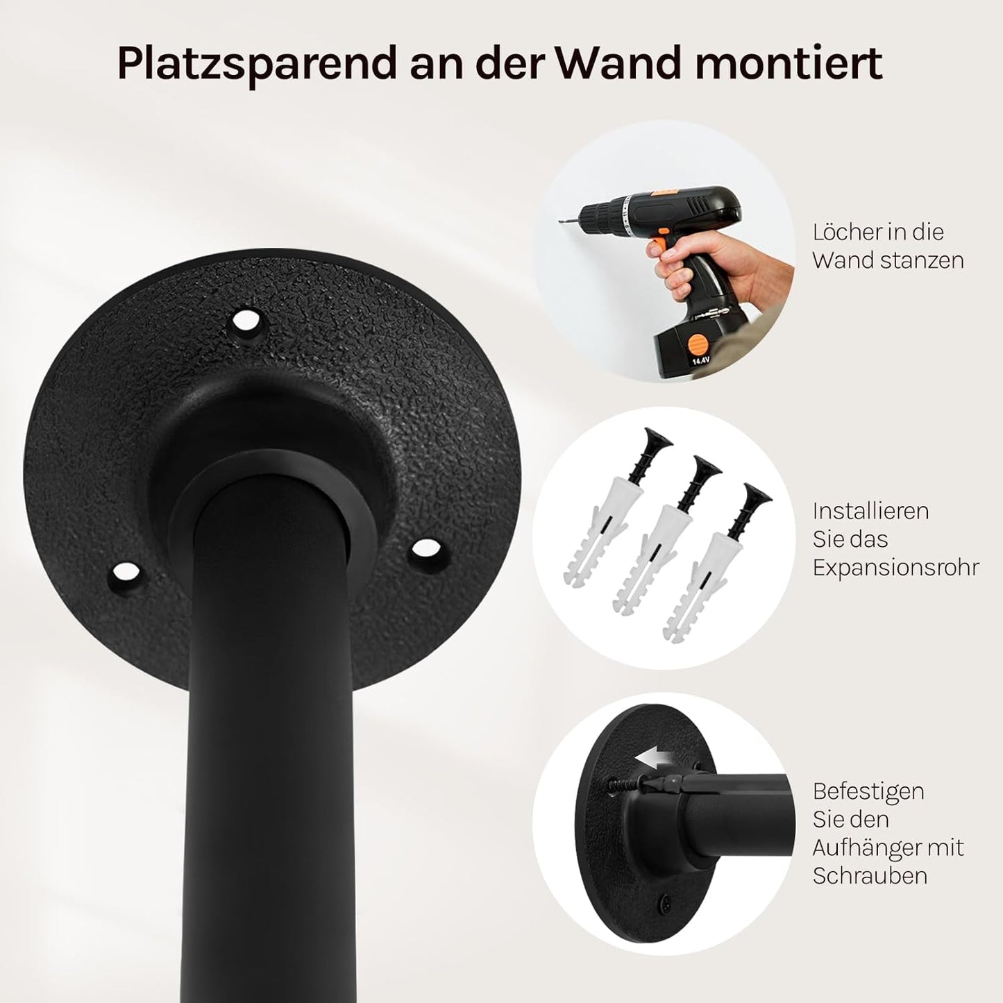Woltu Kleiderständer mit Rädern und Ablagefläche Weiß - Verstellbar 92,5-132,5 cm - Maximale Tragfähigkeit 70 kg