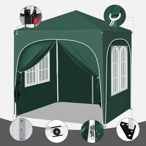 Woltu Faltpavillon 2 x 2 m mit 4 herausnehmbaren Wänden Grün
