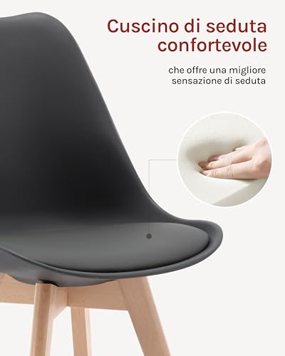 Woltu Esszimmerstühle 2er Set Ergonomisches Design - Massivholz und Kunstleder - Grau - BH29gr-2