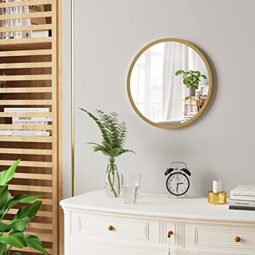 Woltu Runder Wandspiegel mit goldenem Rahmen 40 cm - Modern und dekorativ für Bad, Schlafzimmer und Diele