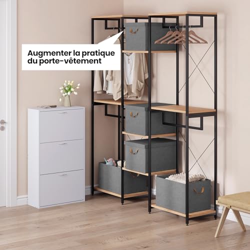Woltu Faltbare Aufbewahrungsbox mit Deckel und Griffen, grau, 48 x 30 x 36 cm – 5er-Set