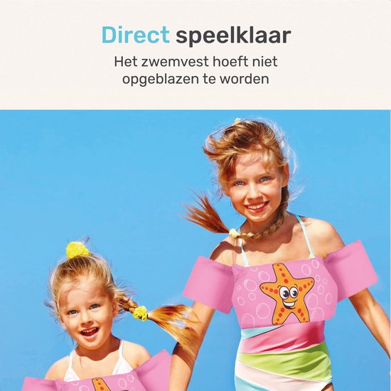 Qwali Puddle Jumper Star - Bequeme Schwimmweste für Kinder von 2-6 Jahren - Pink