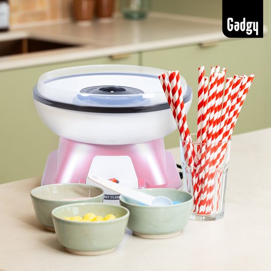 Gadgy Zuckerwattemaschine Retro Rosa, mit 10 Stäbchen und Messlöffel – Zuckerwatte-Maschinen – Süßigkeiten – Kinderparty – Zuckerwatte-Zucker – Cotton Candy