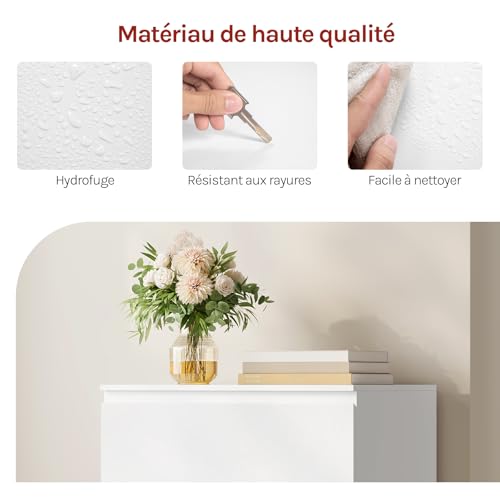 Woltu Kommode mit 5 Schubladen Weiß - Geräumiger Aufbewahrungsschrank für Wohnzimmer und Schlafzimmer 60 x 37 x 110 cm