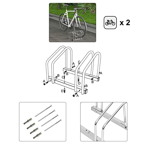 Woltu Fahrradträger für 2 Fahrräder - Verzinkter Stahl - Geeignet für den Innen- und Außenbereich