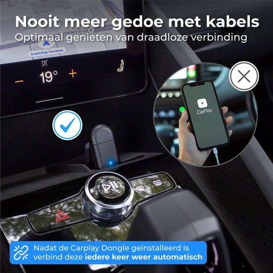 Nuvance - CarPlay Dongle - 2 in 1 USB & USB-C - Geeignet für Android & Apple - CarPlay Wireless - Car Dongle - Wireless CarPlay - USB Adapter