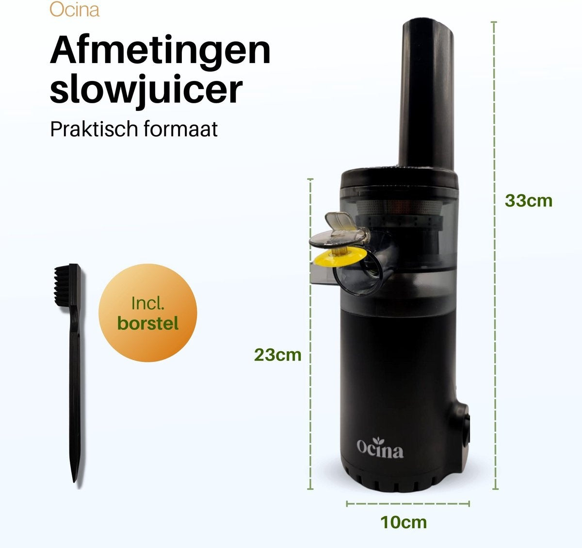 Ocina Slowjuicer - Entsafter für Gemüse und Obst - Trockenes Fruchtfleisch - Schwarz