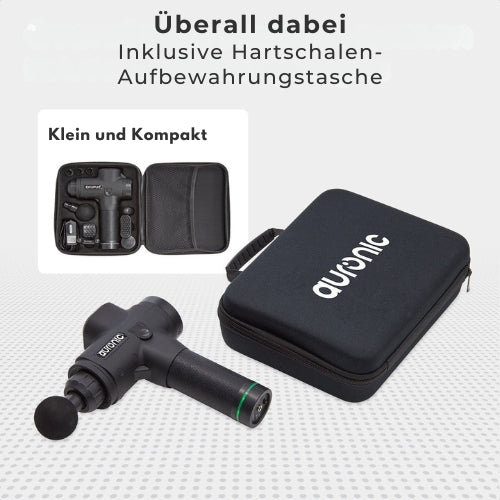 LifeGoods - Massagepistole - 6 Aufsätze - 30 Stufen - Professionelles Massagegerät - Schwarz