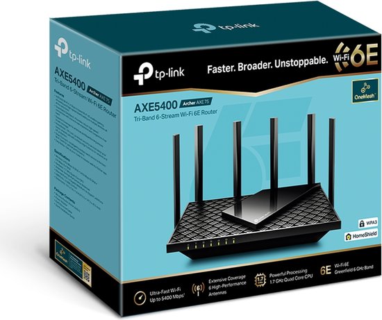 TP-Link Archer AXE75 – Router – WLAN-Verstärker – Tri-Band – WLAN 6E