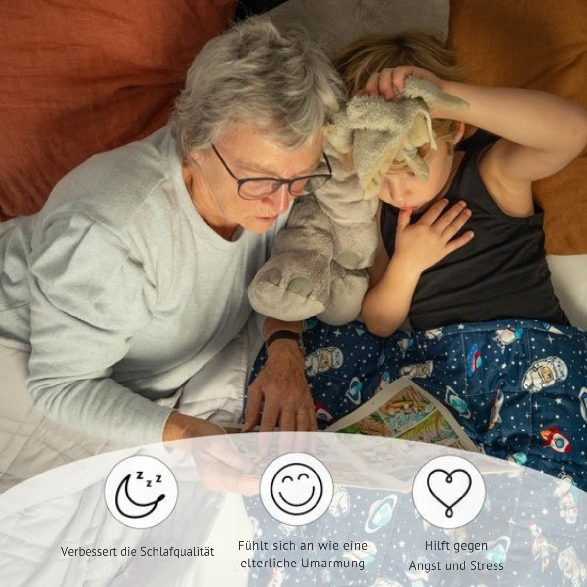 EL Life Wiegedecke - Kind 3.2kg - 100 x 150cm - OEKO-TEX Baumwolle - Raumfahrt & Astronauten