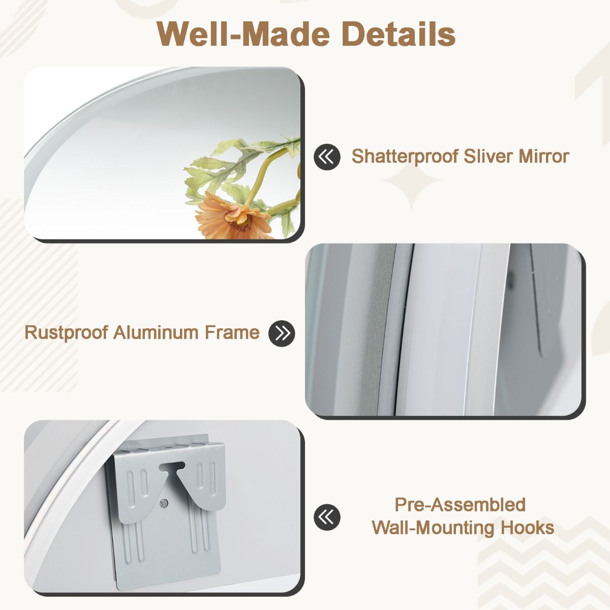 Coast LED-Badezimmerspiegel – dimmbar mit Antibeschlagfunktion – Speicherfunktion – silber 60 x 60 cm