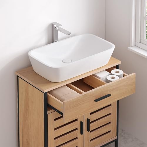 Eugad Badezimmerschrank unter Waschbecken Hell Eiche 60x30x60 cm