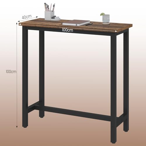 Woltu Bartisch mit Metallgestell und Spanplattenplatte - Vintage Holz - 100 x 40 x 100 cm